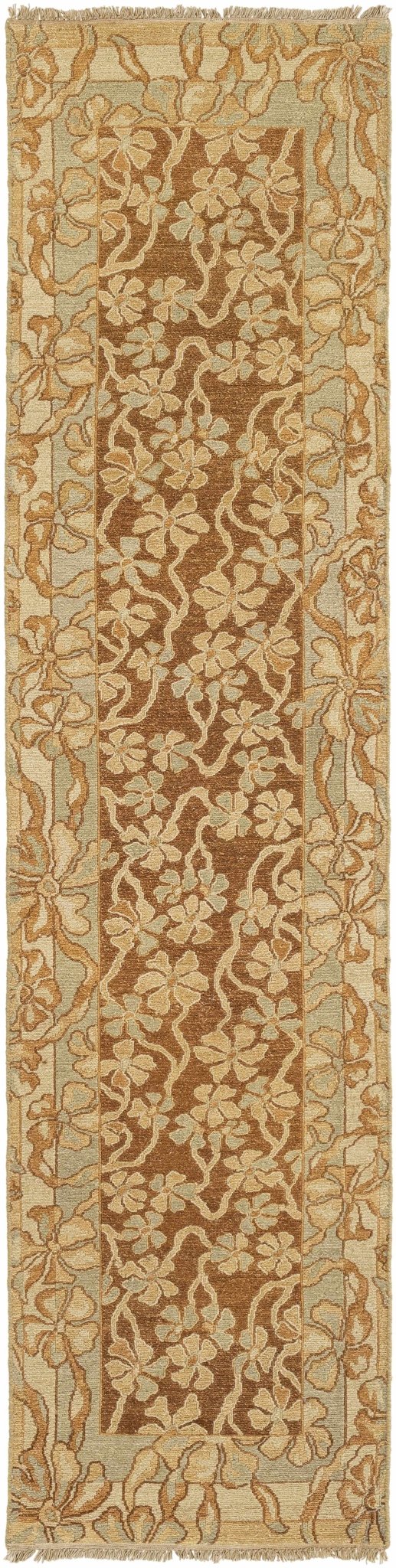 Bayberry Traditional Floral Design Brown Hand Knotted Area Rug - The Rug Decor