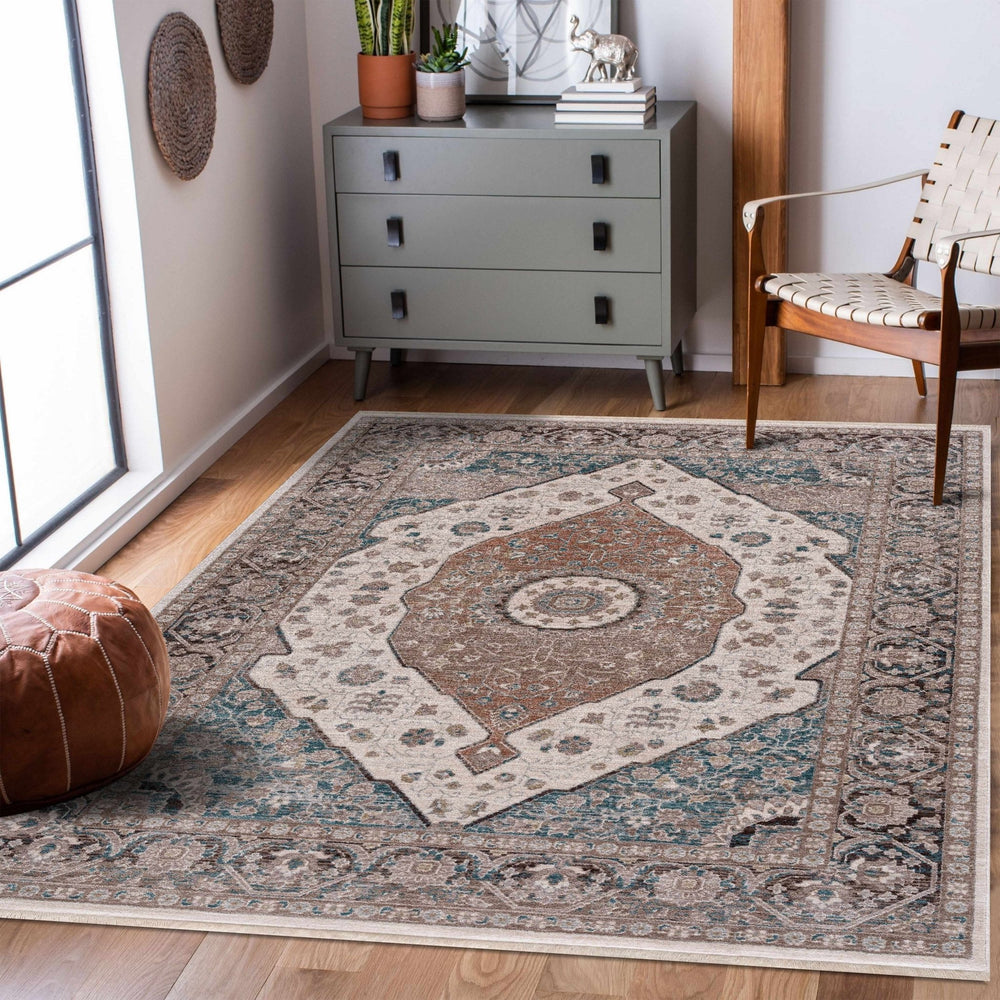 Baychester Traditional Brown Machine Woven Area Rug - The Rug Decor