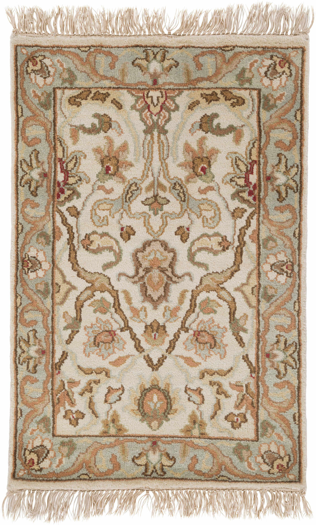 Baylis Beige And Blue Traditional Style Hand Knottted Area Rug