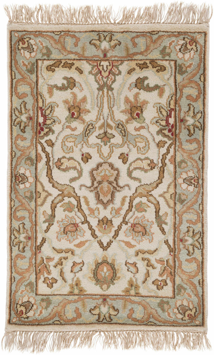 Baylis Beige And Blue Traditional Style Hand Knottted Area Rug