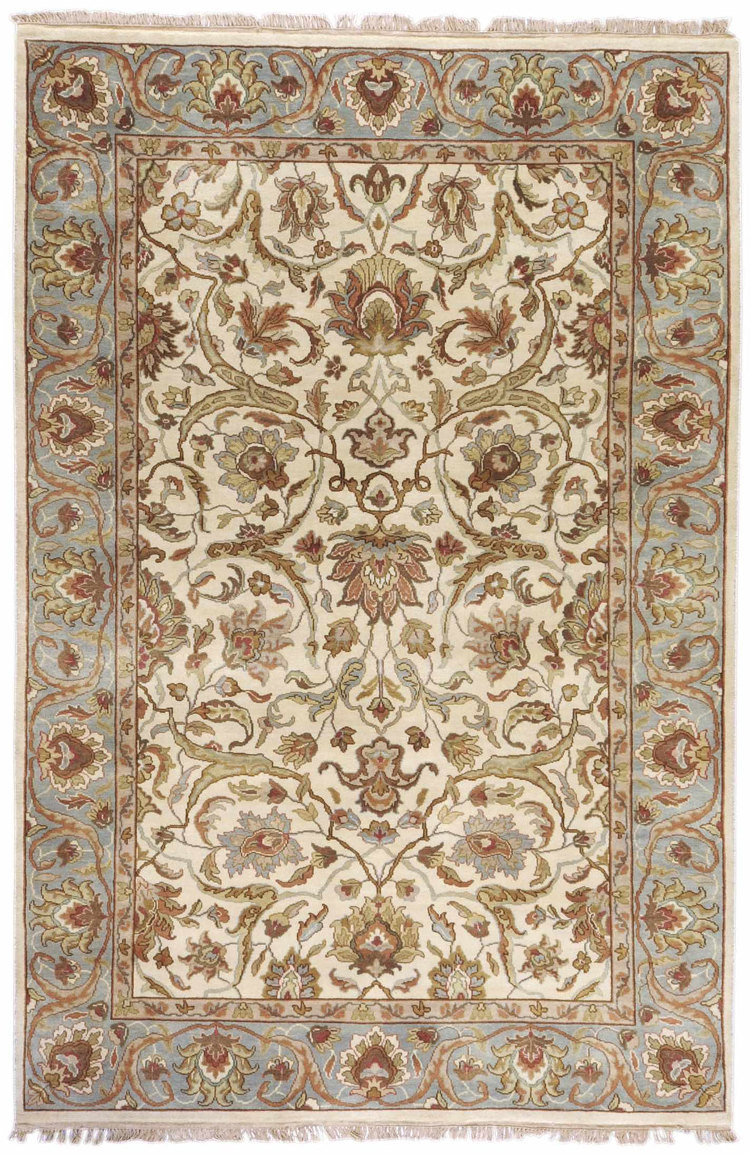 Baylis Beige And Blue Traditional Style Hand Knottted Area Rug