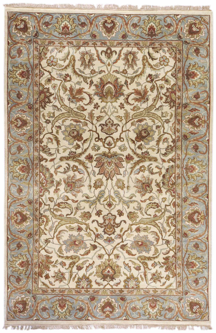 Baylis Beige And Blue Traditional Style Hand Knottted Area Rug