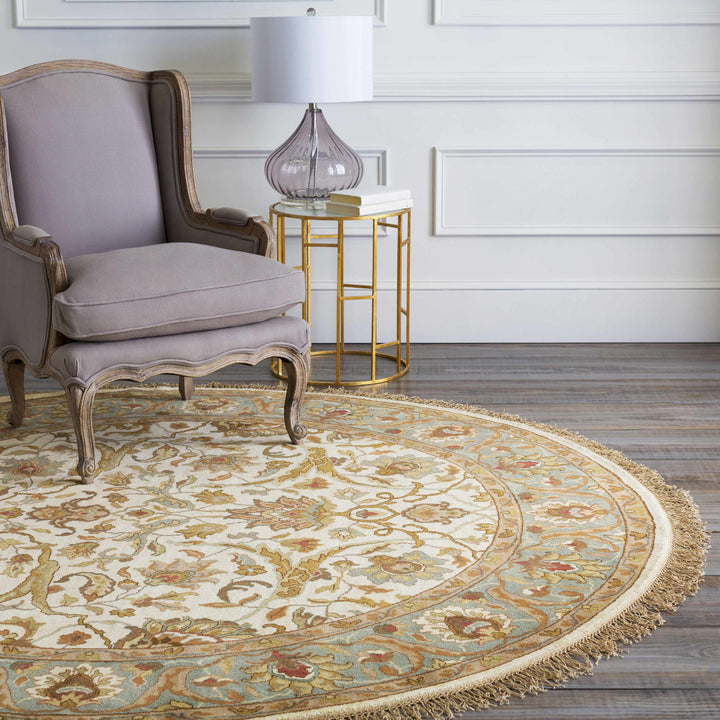 Baylis Beige And Blue Traditional Style Hand Knottted Area Rug