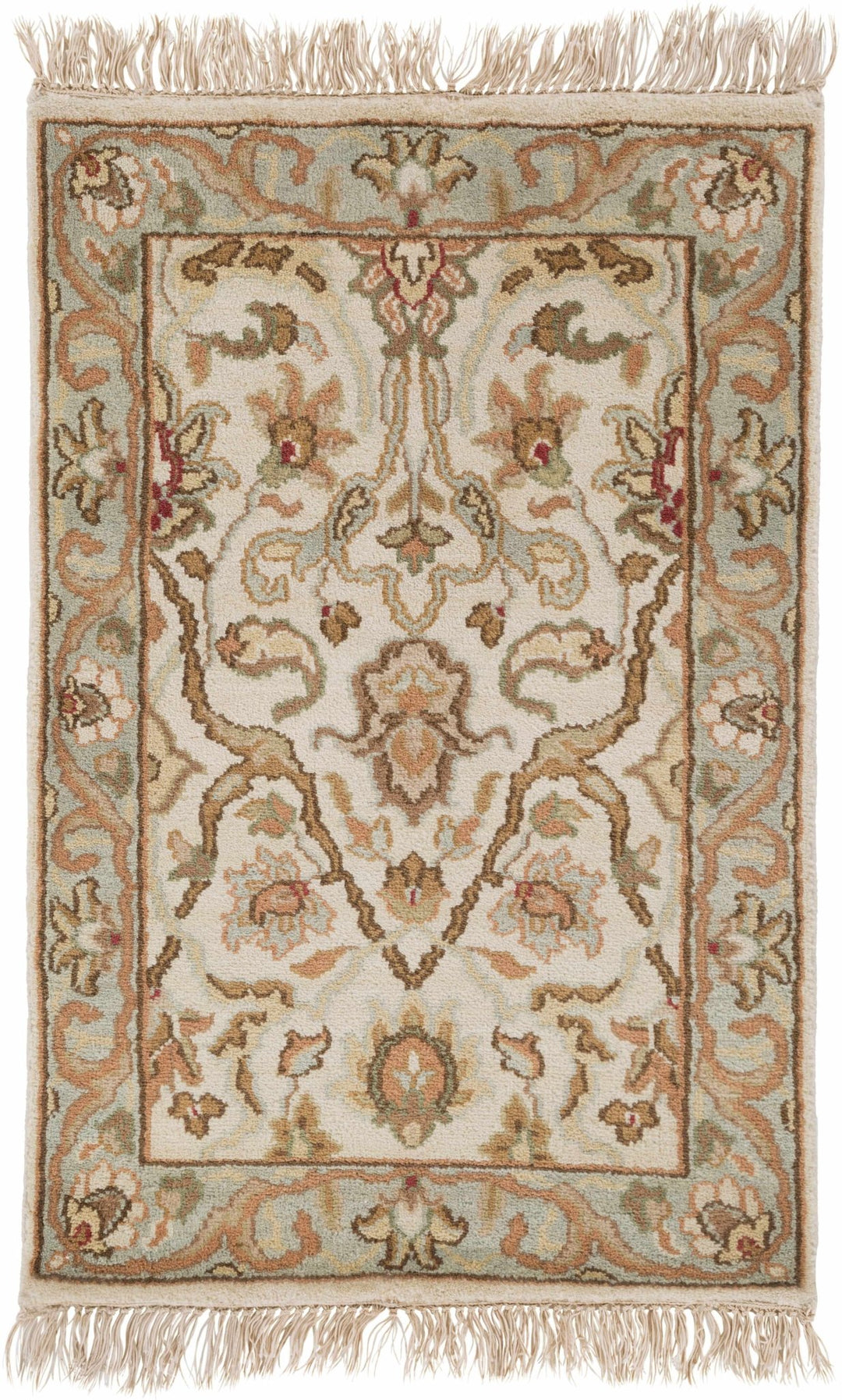 Baylis Beige And Blue Traditional Style Hand Knottted Area Rug - The Rug Decor