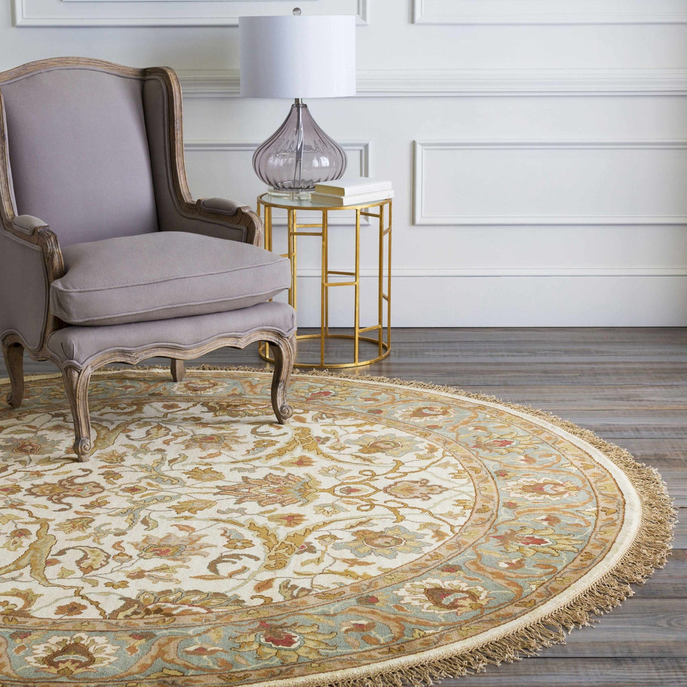 Baylis Beige And Blue Traditional Style Hand Knottted Area Rug - The Rug Decor