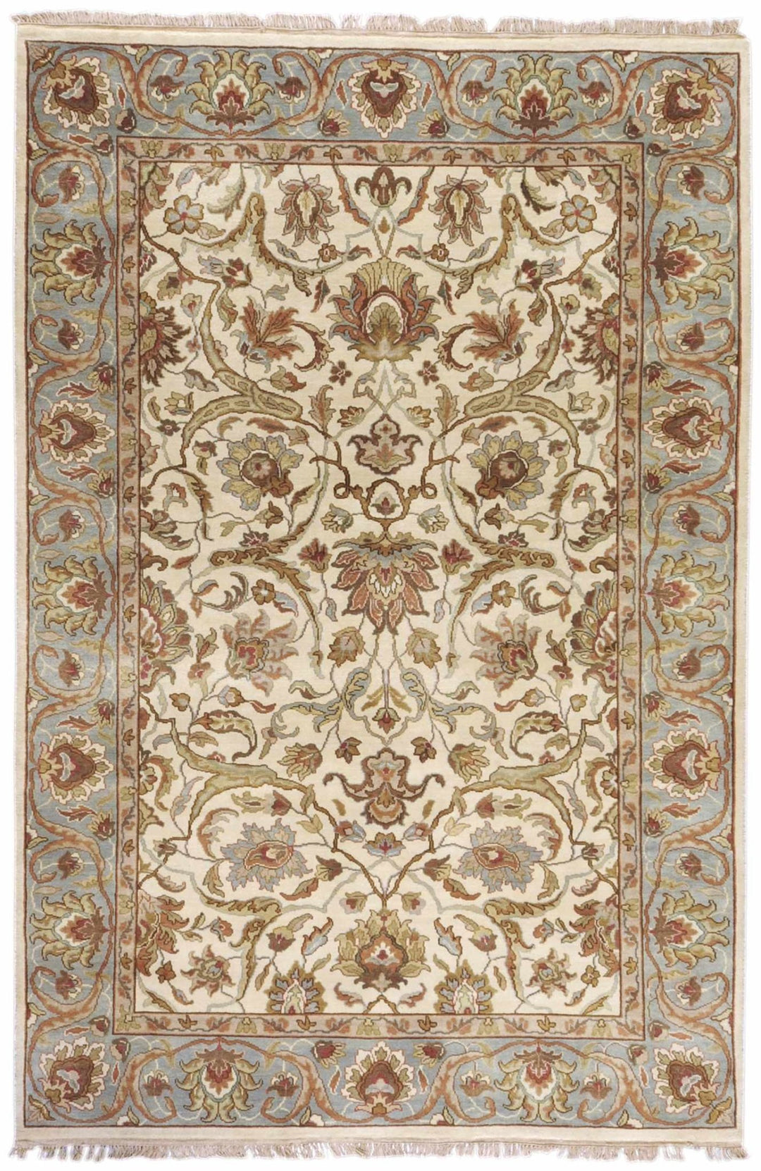 Baylis Beige And Blue Traditional Style Hand Knottted Area Rug - The Rug Decor