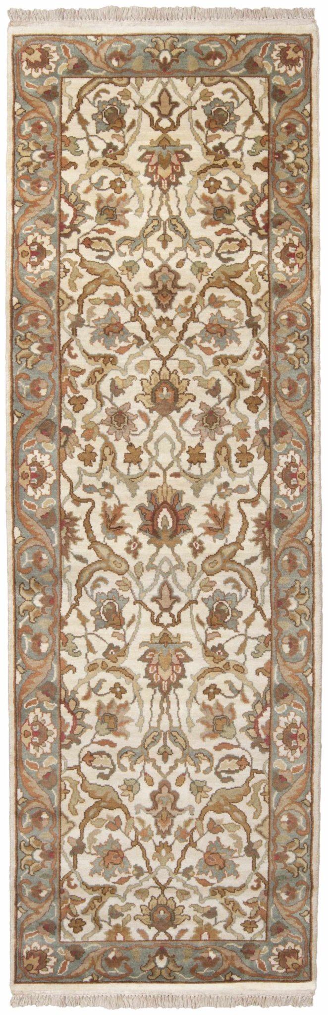 Baylis Beige And Blue Traditional Style Hand Knottted Area Rug - The Rug Decor