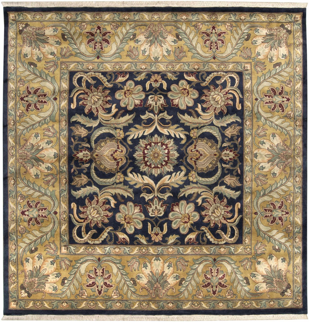 Bays Black And Olive Floral Design Hand Knotted Area Rug - The Rug Decor