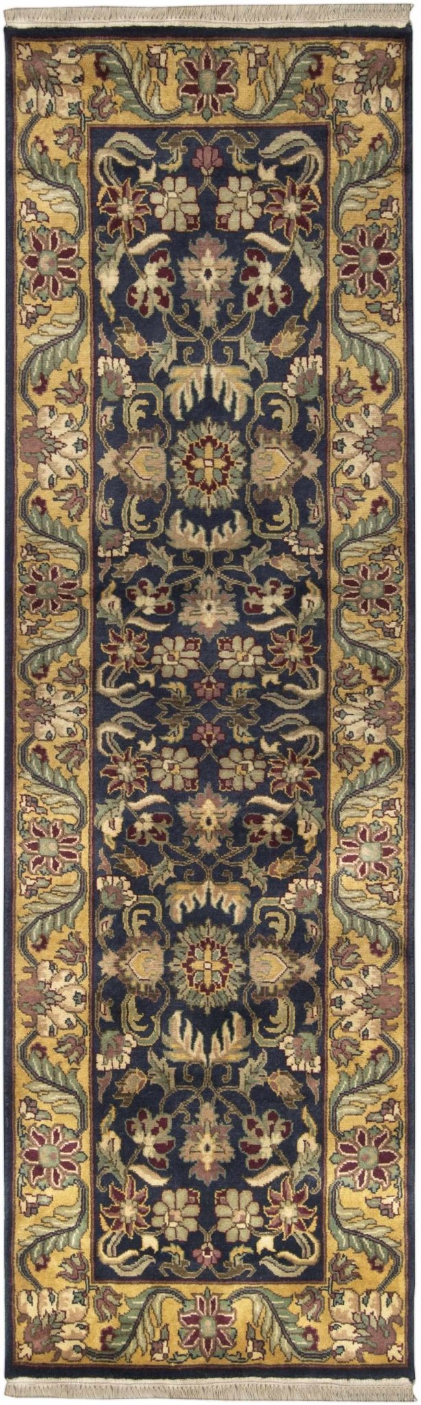 Bays Black And Olive Floral Design Hand Knotted Area Rug - The Rug Decor