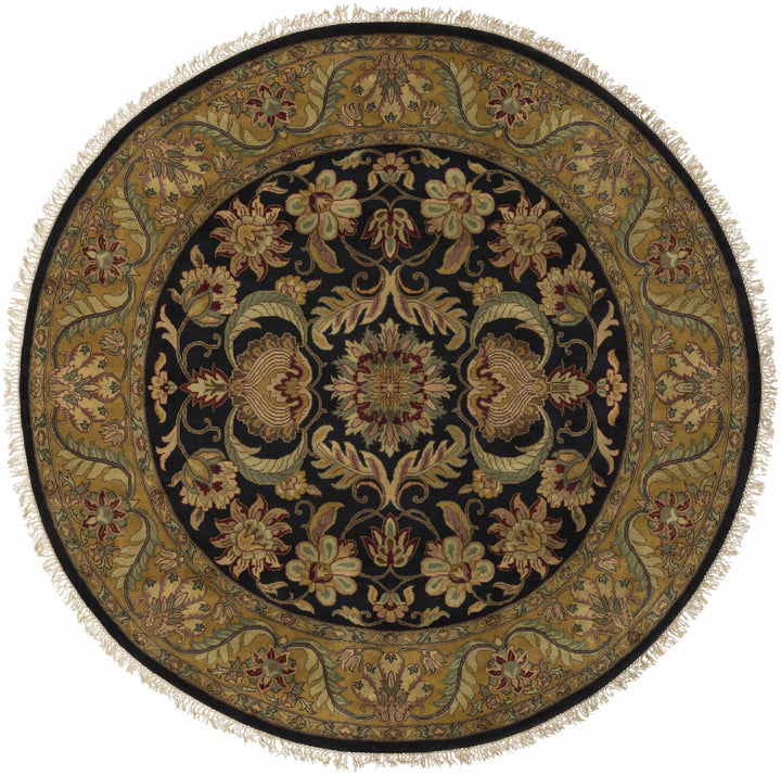 Bays Black And Olive Floral Design Hand Knotted Area Rug - The Rug Decor