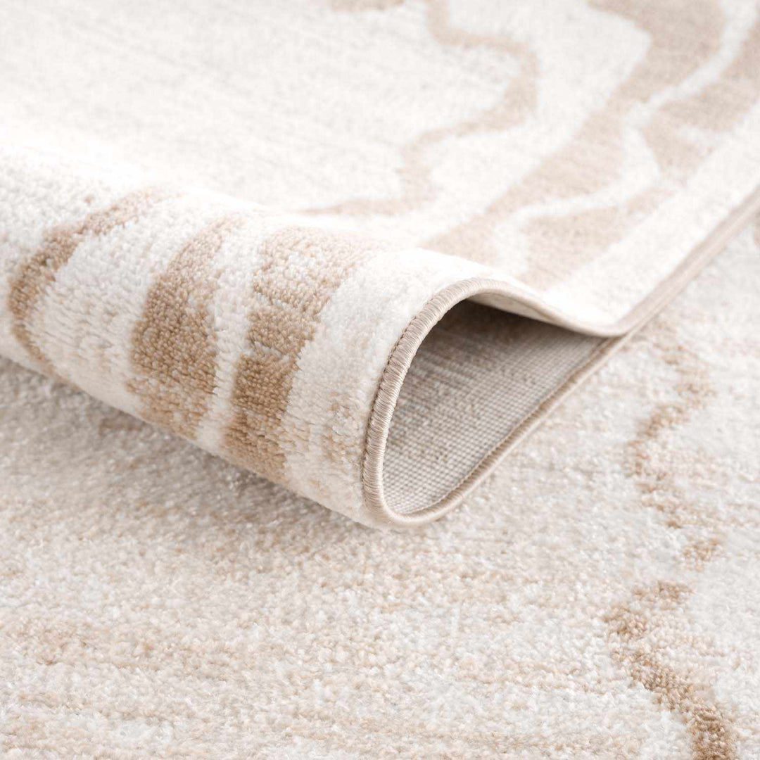 Beatus Modern Geometric Cream Washable Area Rug - The Rug Decor