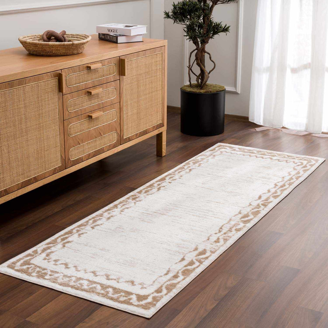 Beatus Modern Geometric Cream Washable Area Rug - The Rug Decor