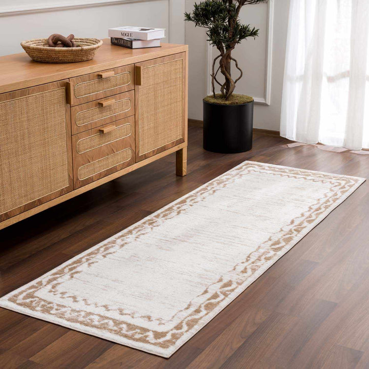 Beatus Modern Geometric Cream Washable Area Rug - The Rug Decor