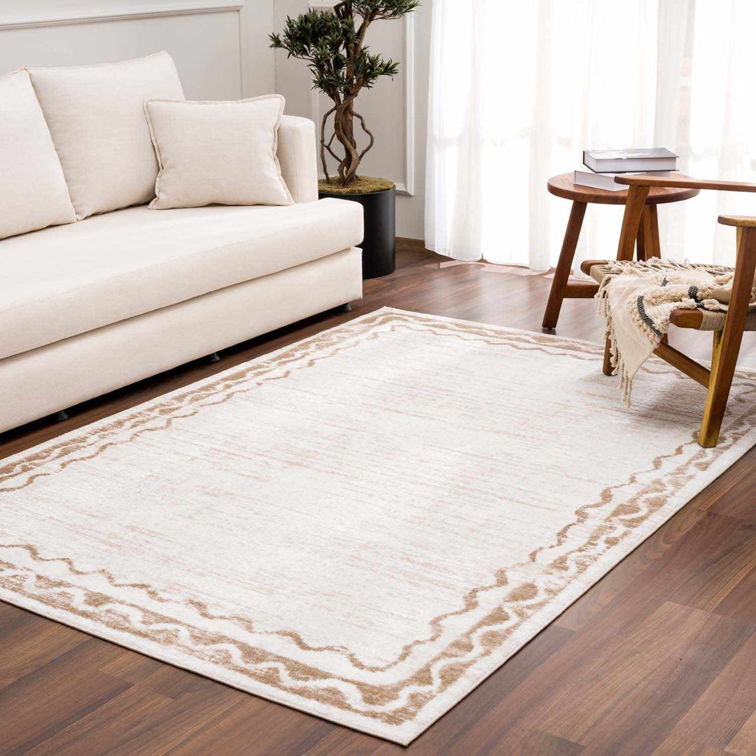 Beatus Modern Geometric Cream Washable Area Rug - The Rug Decor