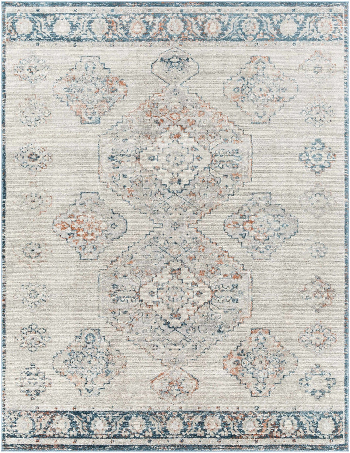 Becuh Traditional Style Ivory And Blue Area Rug - The Rug Decor