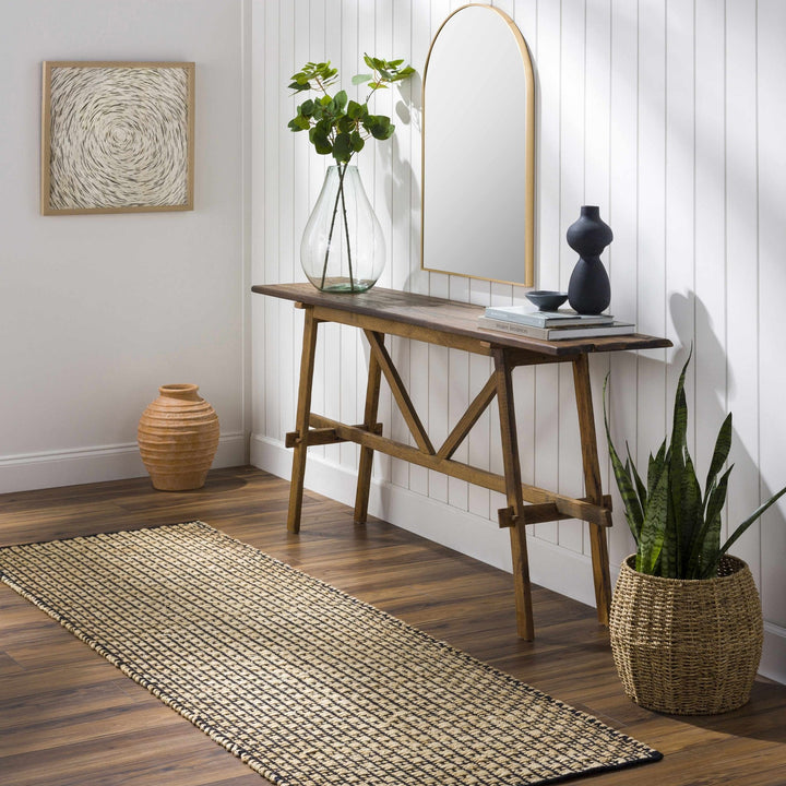 Beige And Black Hand Woven Natural Jute Rug - The Rug Decor