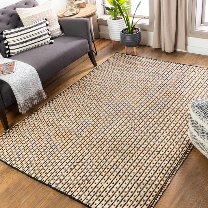 Beige And Black Hand Woven Natural Jute Rug - The Rug Decor
