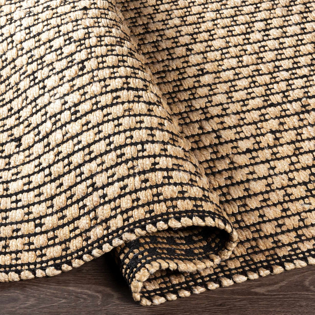 Beige And Black Hand Woven Natural Jute Rug - The Rug Decor