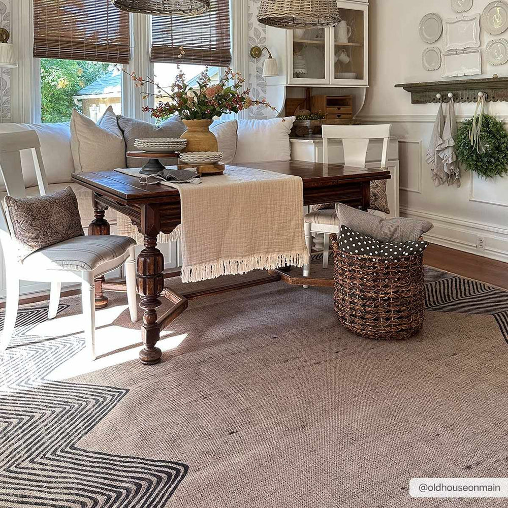 Beige And Black Modern Style Jutely Rug - The Rug Decor