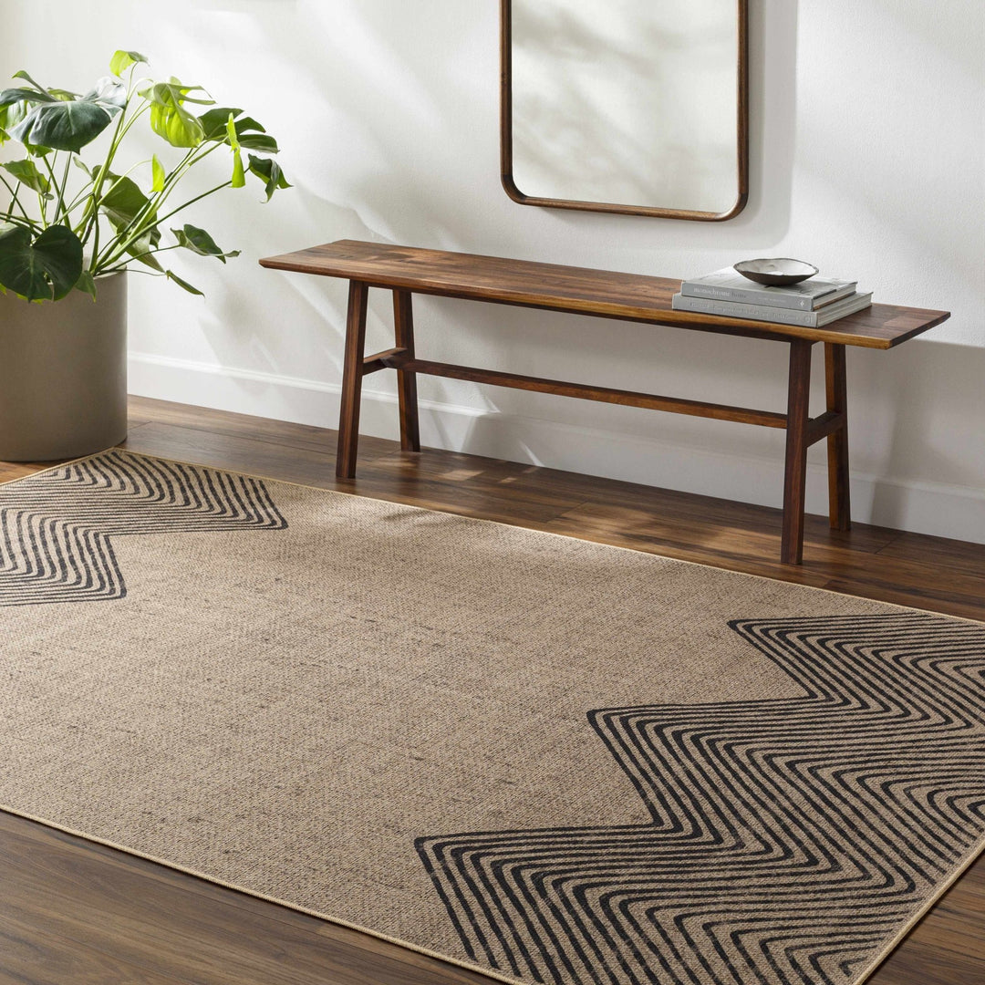 Beige And Black Modern Style Jutely Rug - The Rug Decor
