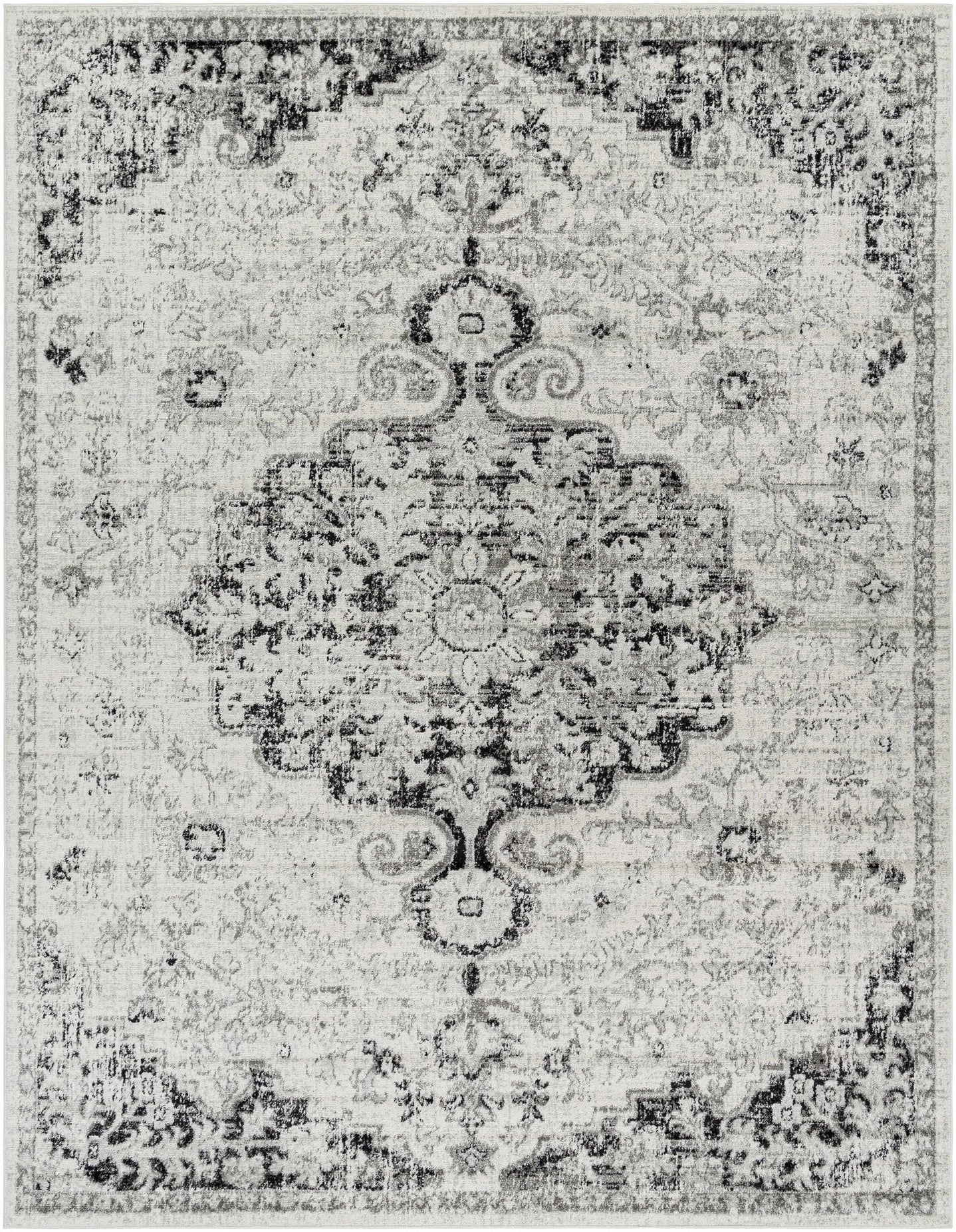 Beige and Black Traditional Medallion area rug - The Rug Decor