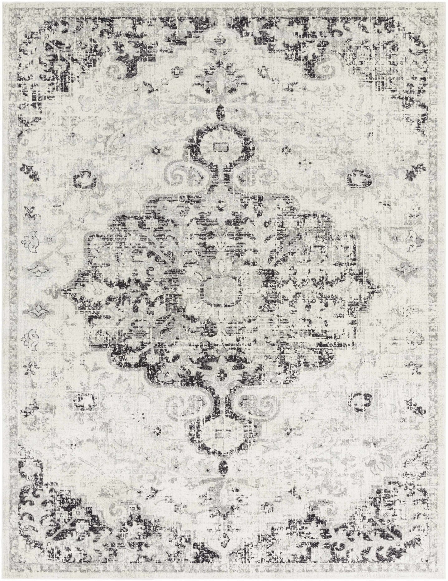 Beige and Black Traditional Medallion area rug - The Rug Decor