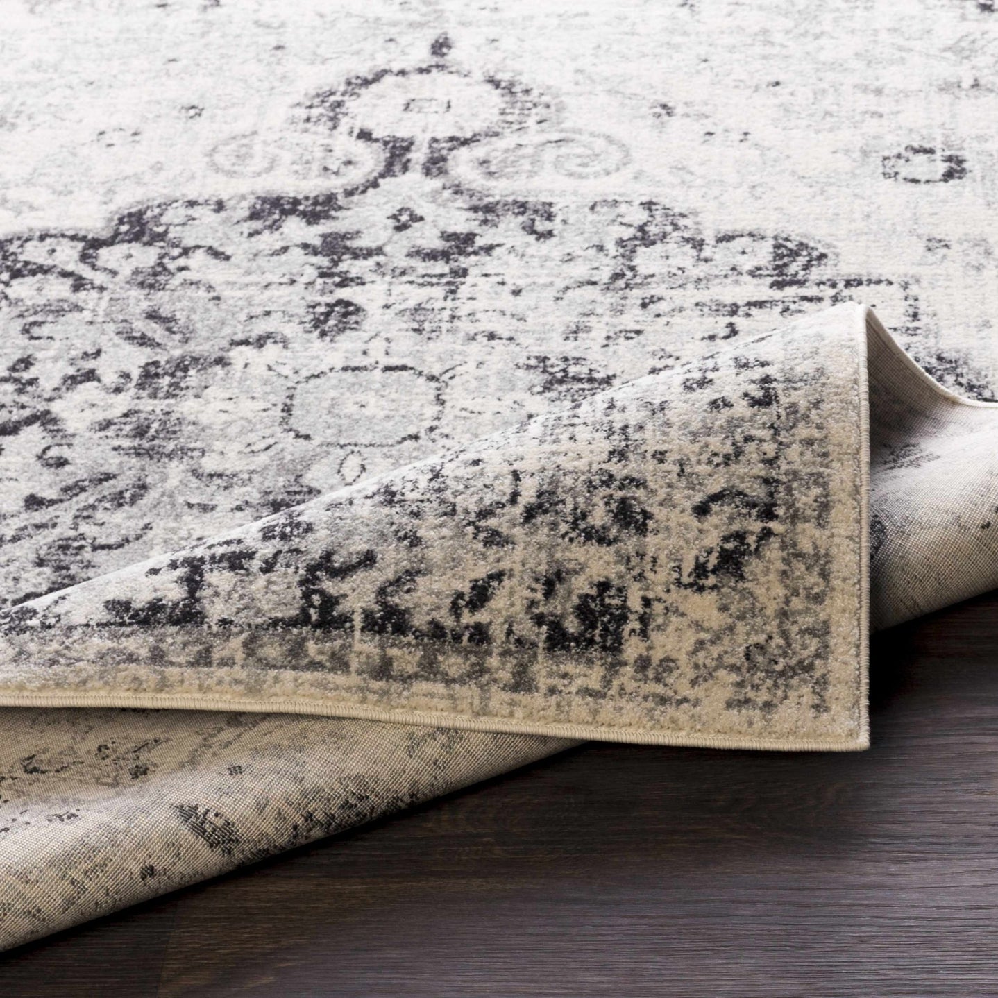 Beige and Black Traditional Medallion area rug - The Rug Decor