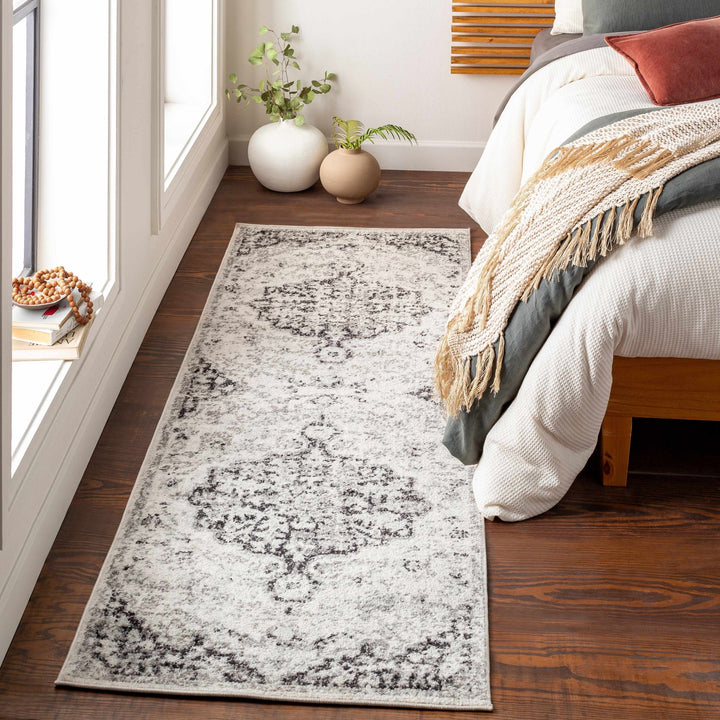 Beige and Black Traditional Medallion area rug - The Rug Decor