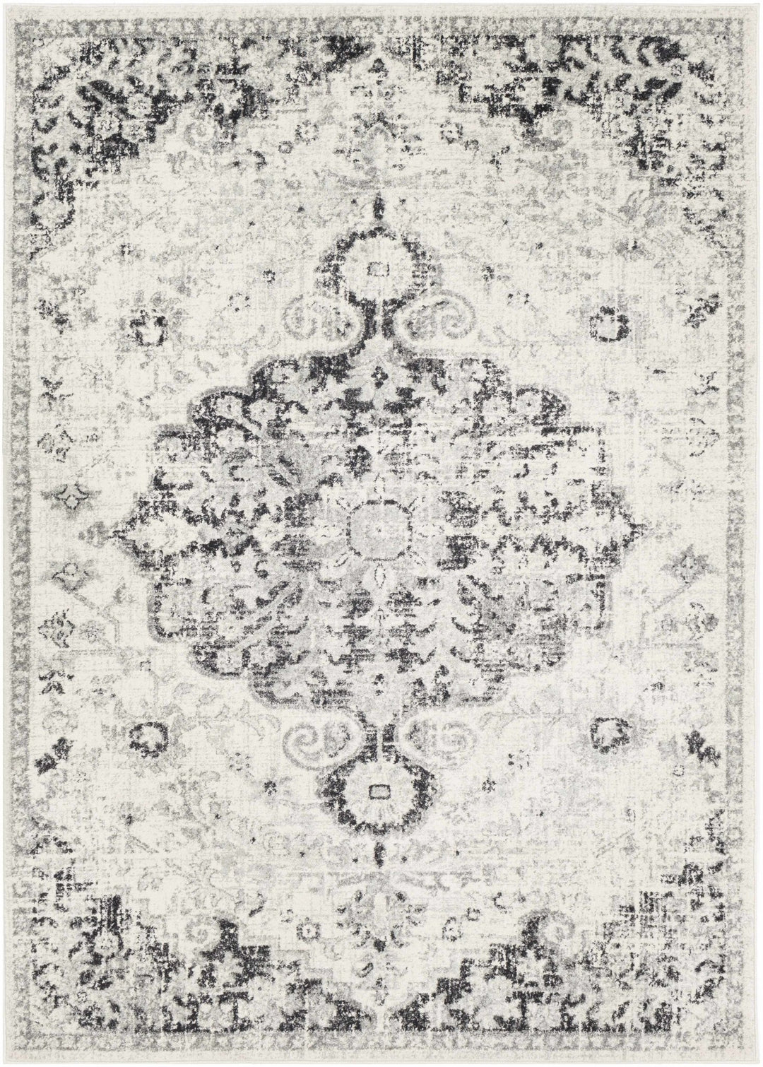 Beige and Black Traditional Medallion area rug - The Rug Decor