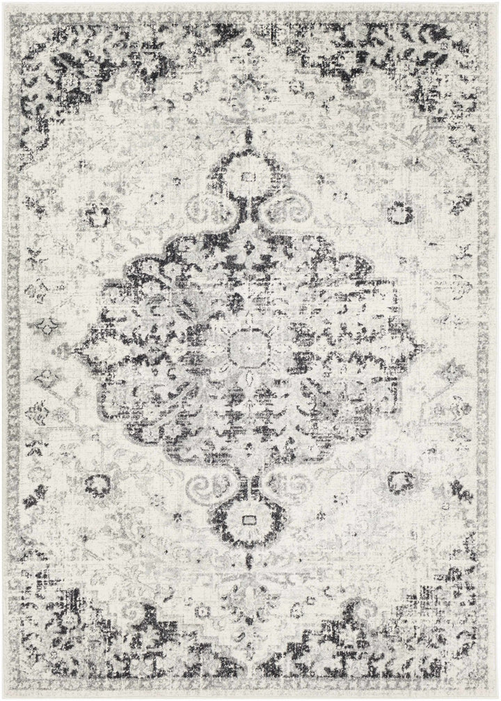 Beige and Black Traditional Medallion area rug - The Rug Decor