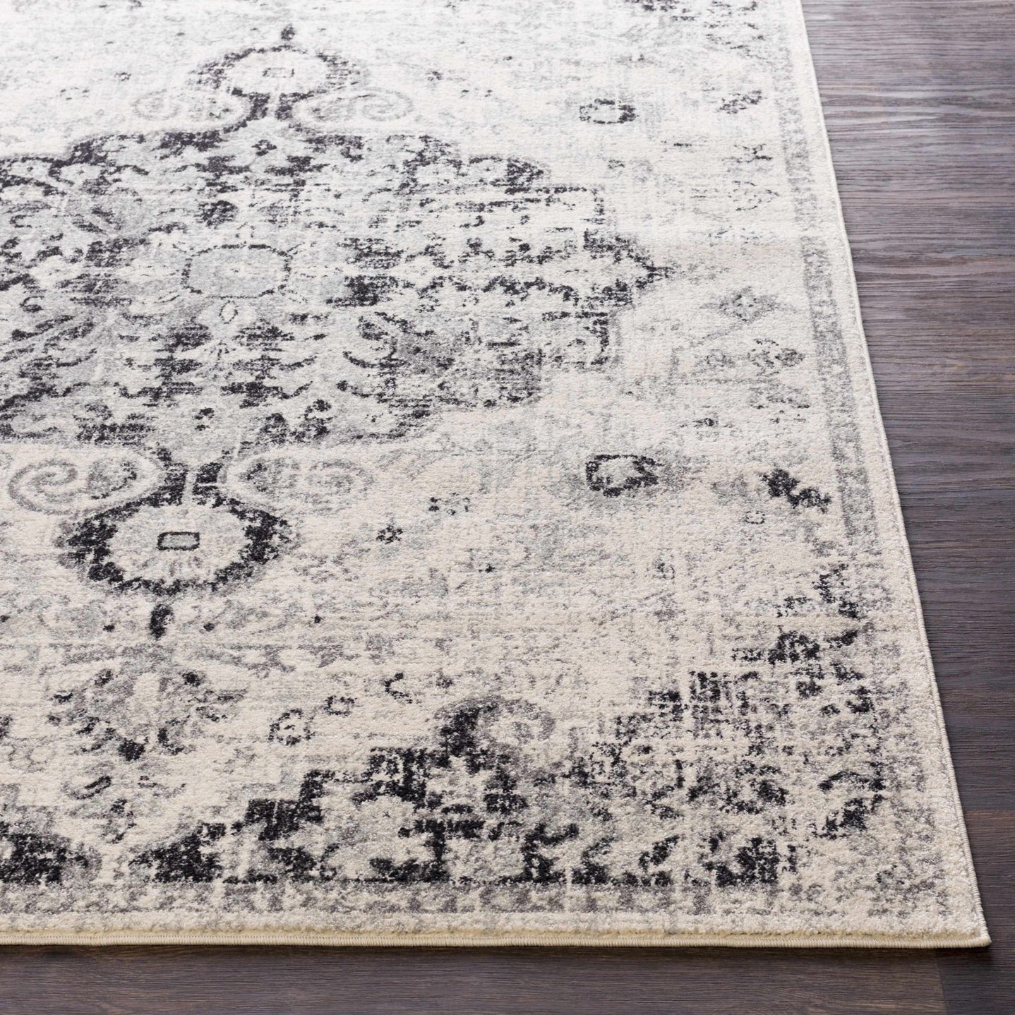 Beige and Black Traditional Medallion area rug - The Rug Decor