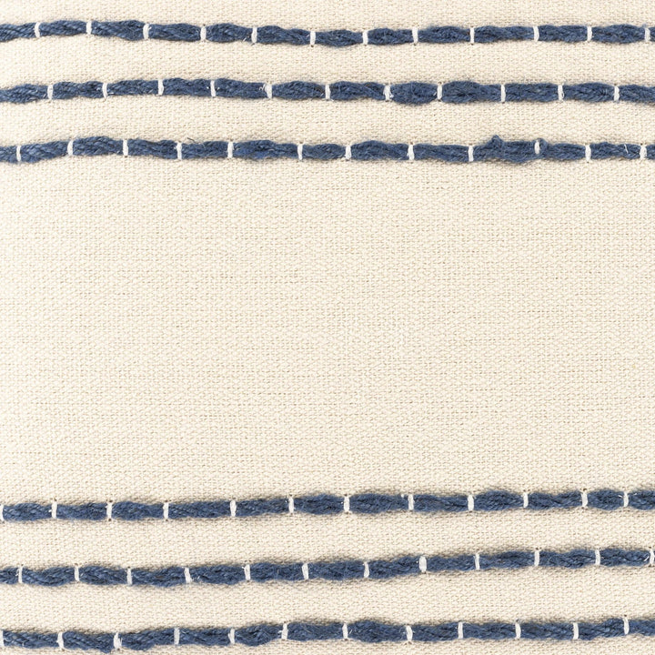 Beige and Blue Stripe Design Square Throw Pillow - The Rug Decor
