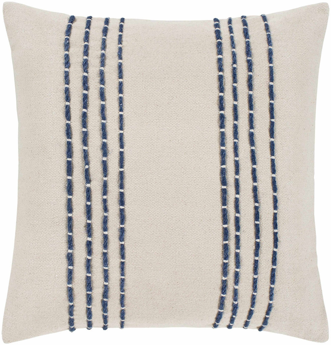 Beige and Blue Stripe Design Square Throw Pillow - The Rug Decor
