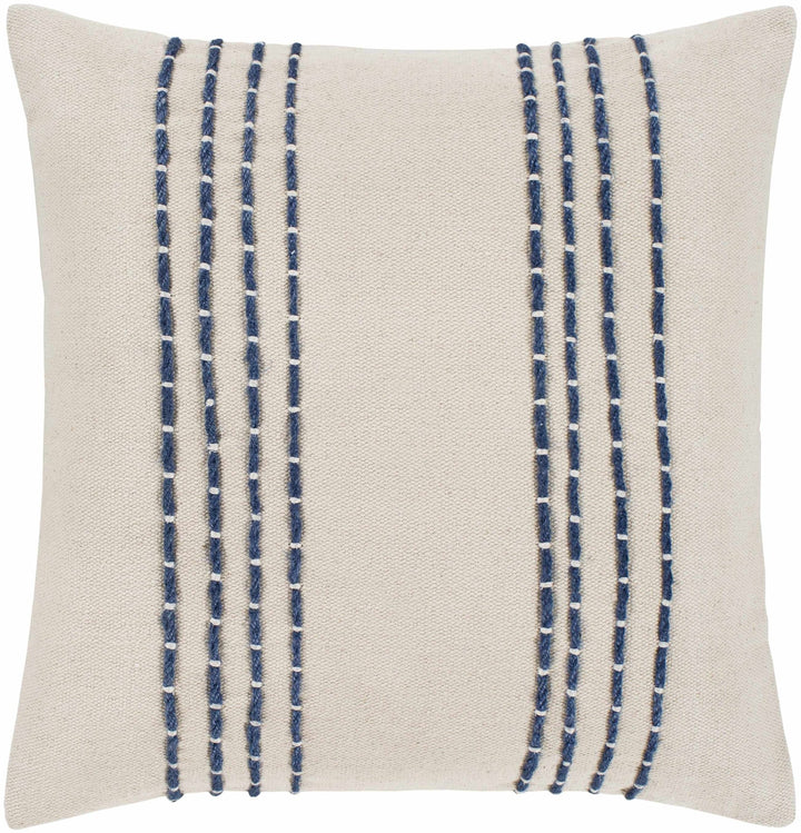 Beige and Blue Stripe Design Square Throw Pillow - The Rug Decor