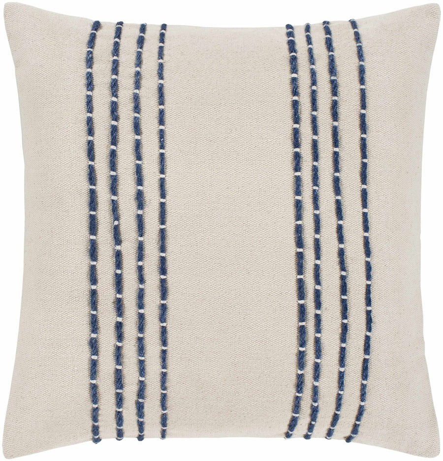 Beige and Blue Stripe Design Square Throw Pillow - The Rug Decor