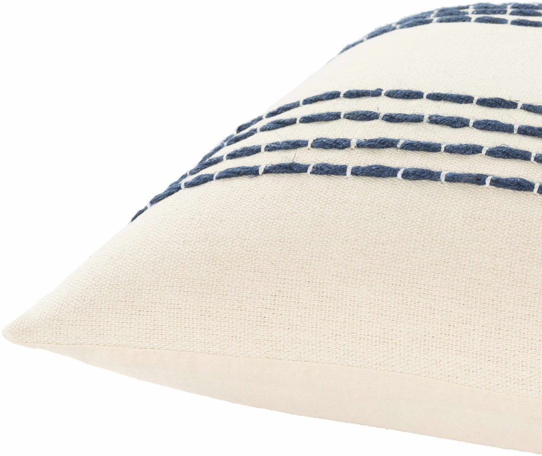 Beige and Blue Stripe Design Square Throw Pillow - The Rug Decor