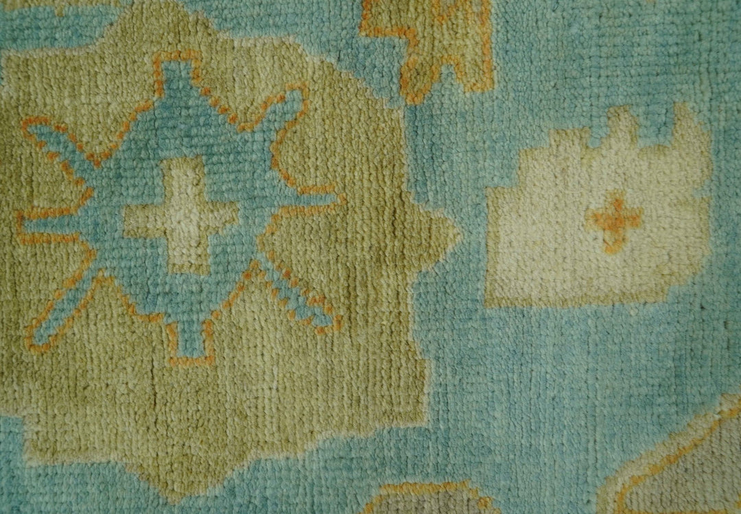 Beige And Blue Traditional 8x10 Hand Knotted Wool Area Rug - The Rug Decor