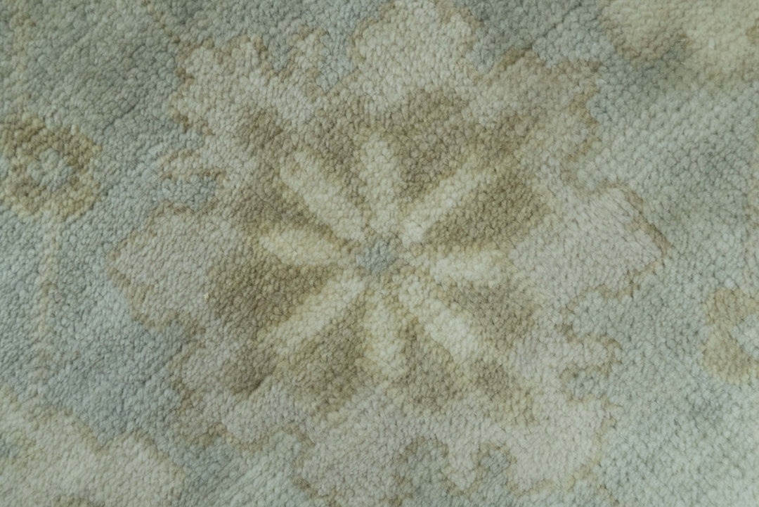 Beige And Blue Traditional Oushak Design 6x9 Hand Knotted Wool Area Rug - The Rug Decor