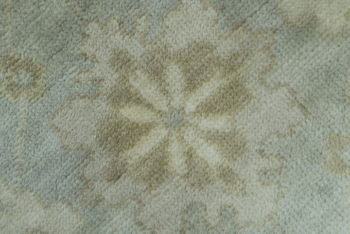 Beige And Blue Traditional Oushak Design 6x9 Hand Knotted Wool Area Rug - The Rug Decor