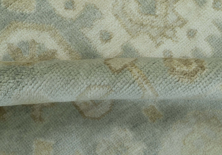 Beige And Blue Traditional Oushak Design 6x9 Hand Knotted Wool Area Rug - The Rug Decor