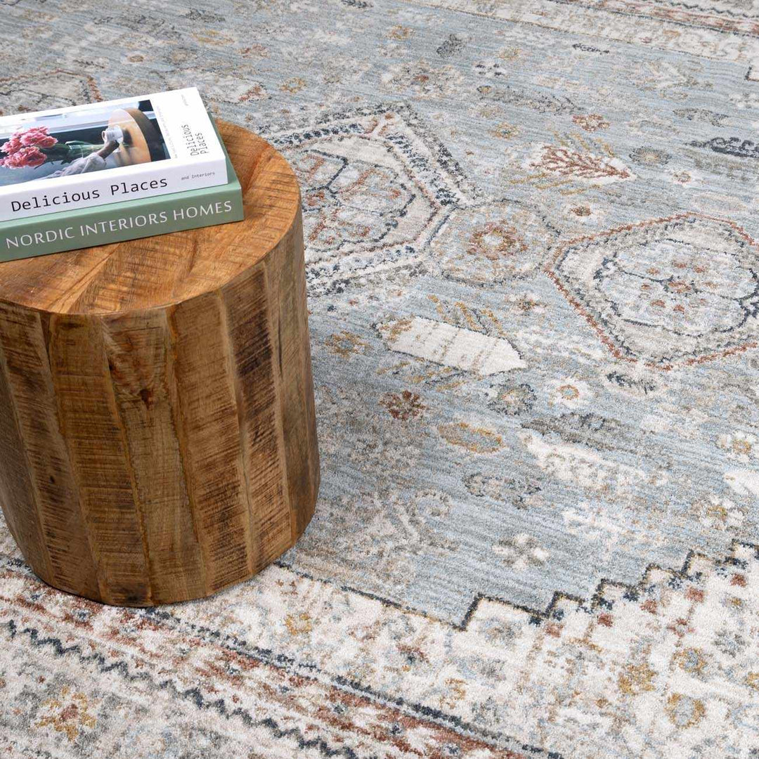 Beige And Blue Traditional Style Area Rug - The Rug Decor