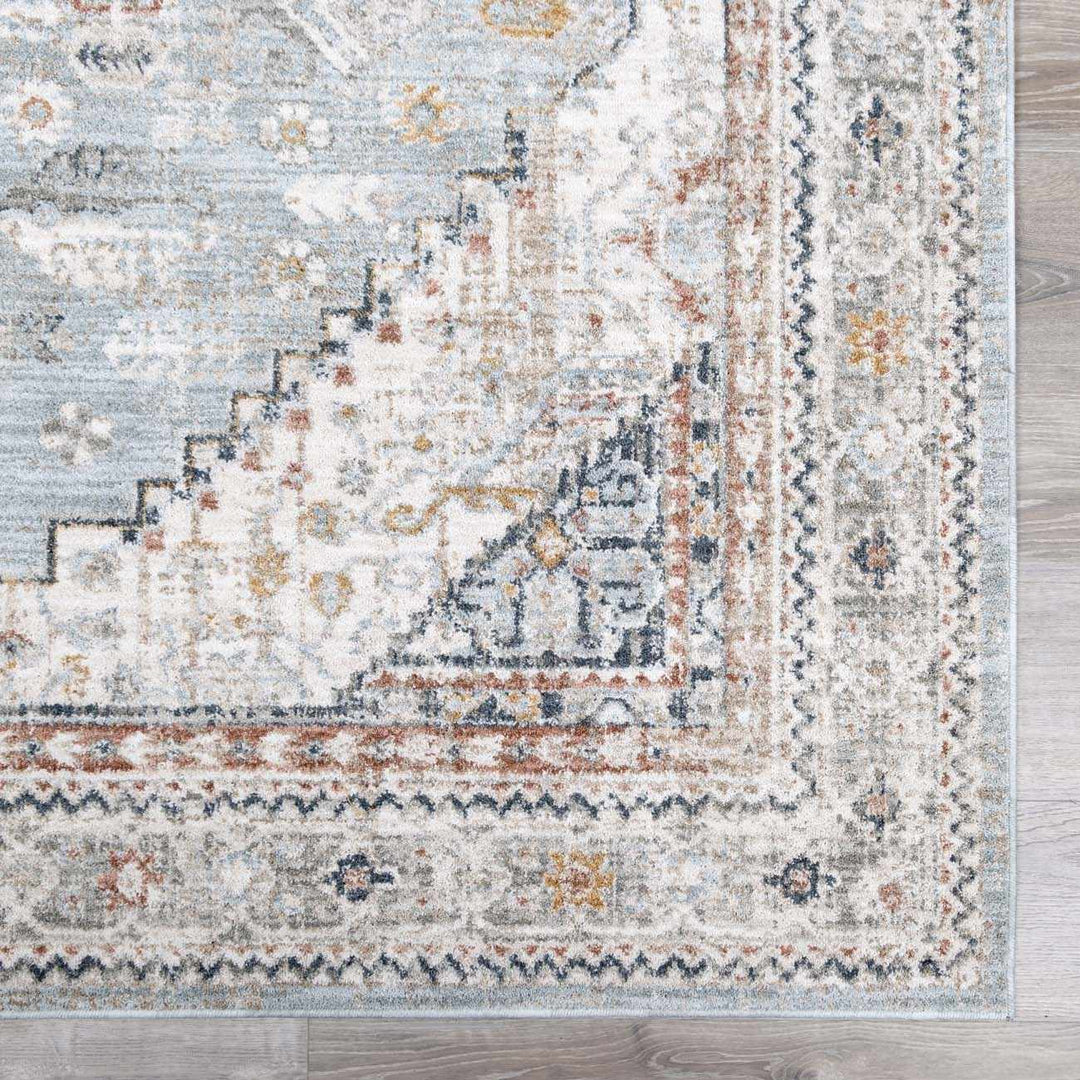 Beige And Blue Traditional Style Area Rug - The Rug Decor