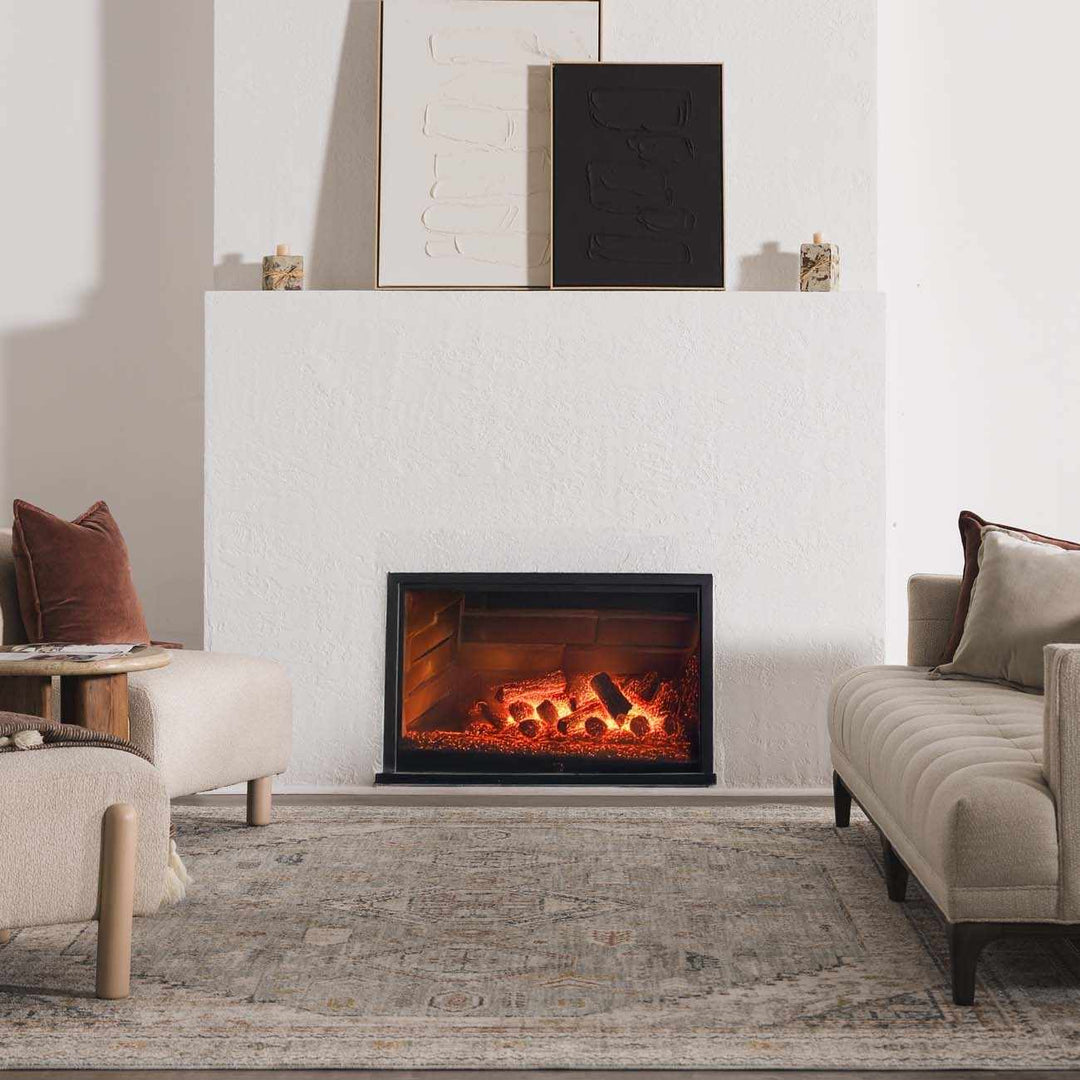 Beige And Blue Traditional Style Area Rug - The Rug Decor