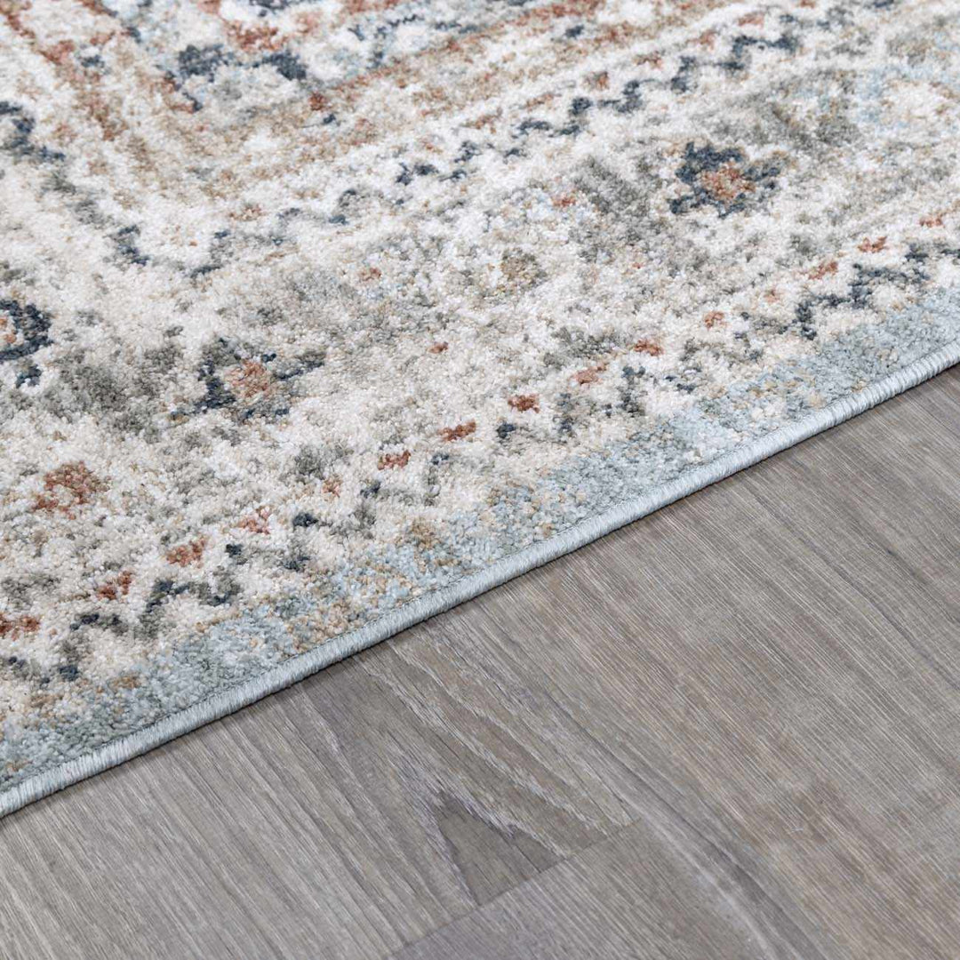 Beige And Blue Traditional Style Area Rug - The Rug Decor