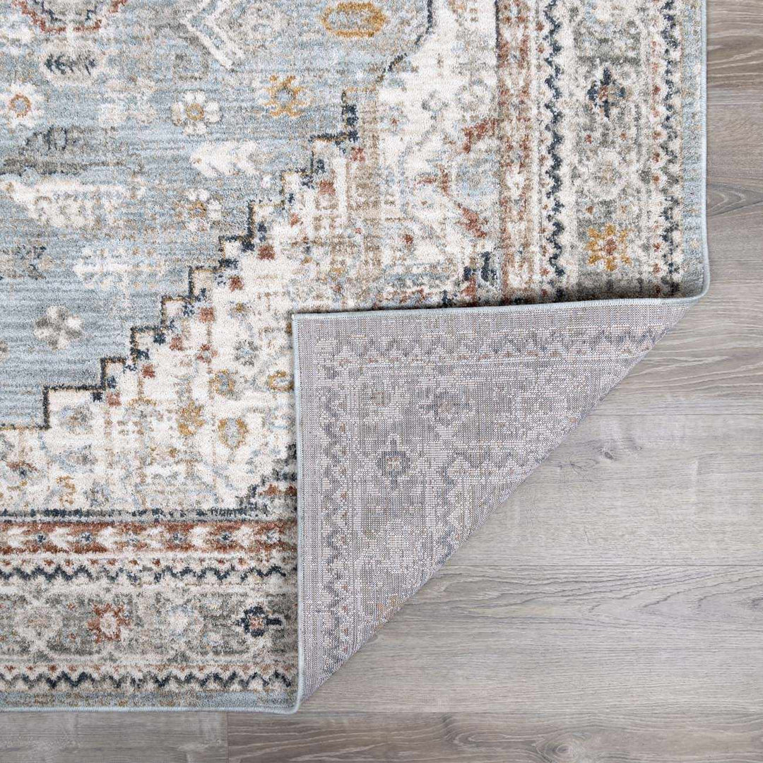 Beige And Blue Traditional Style Area Rug - The Rug Decor