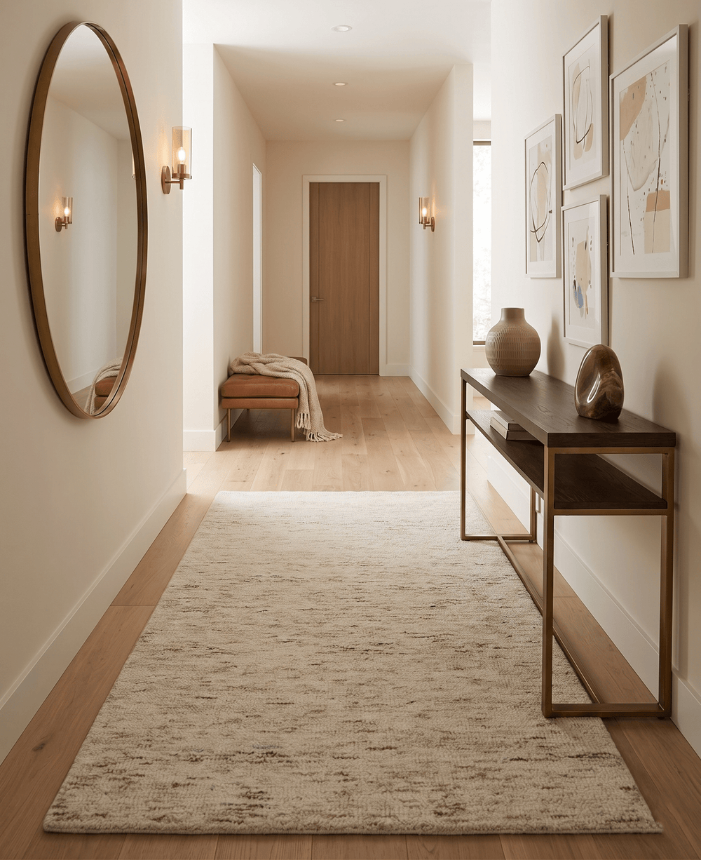 Beige and Brown Modern Abstract Hand Tufted Natural Wool Area Rug - The Rug Decor