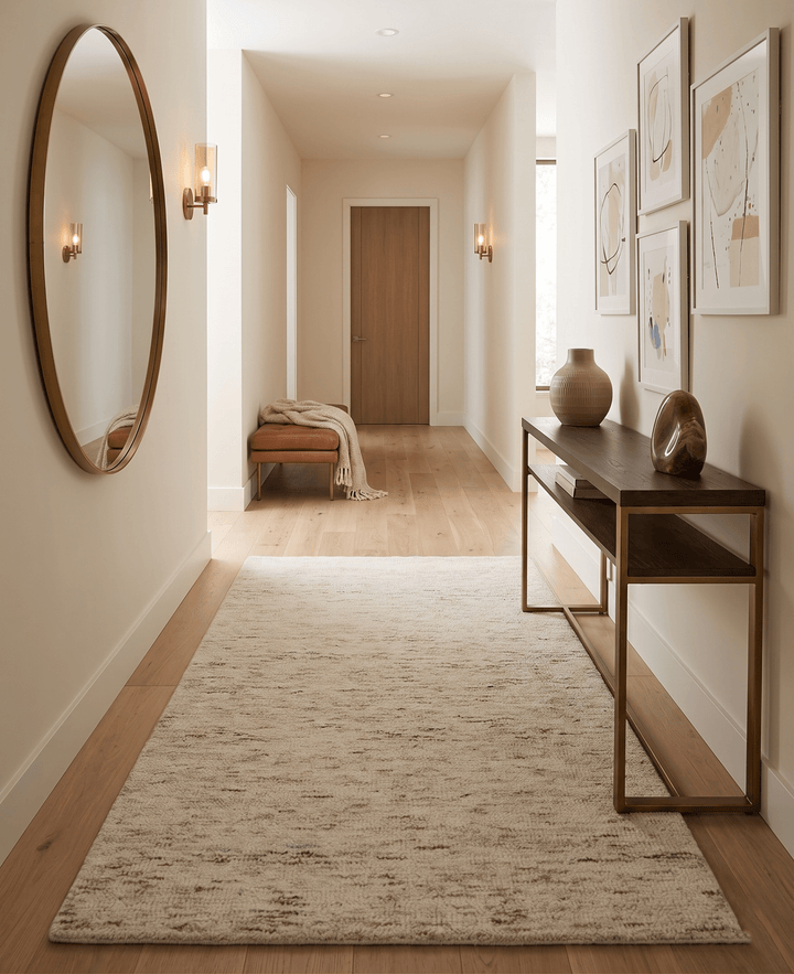 Beige and Brown Modern Abstract Hand Tufted Natural Wool Area Rug - The Rug Decor