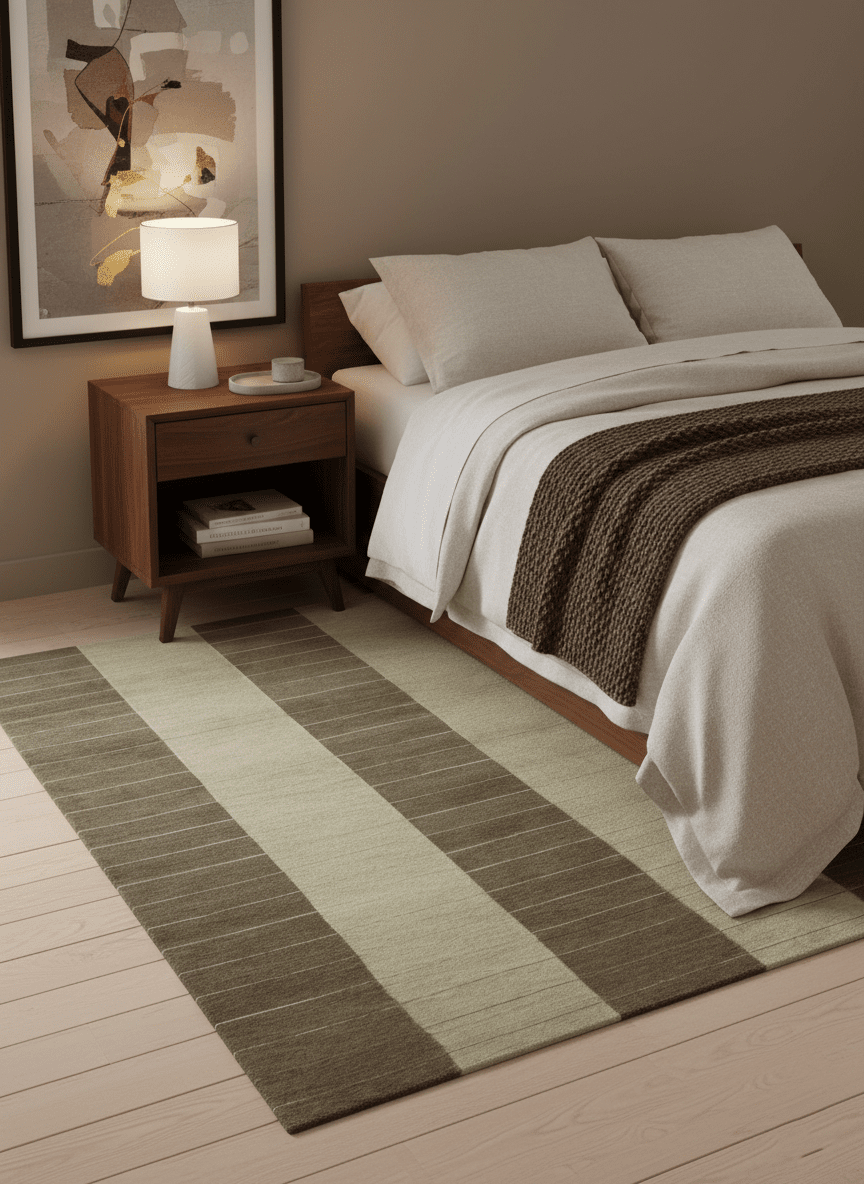 Beige and Brown Modern Geometrical Hand loom 5x8 wool and Art Silk area Rug - The Rug Decor