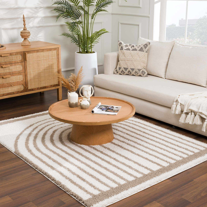 Beige And Brown Modern Style Area Rug - The Rug Decor