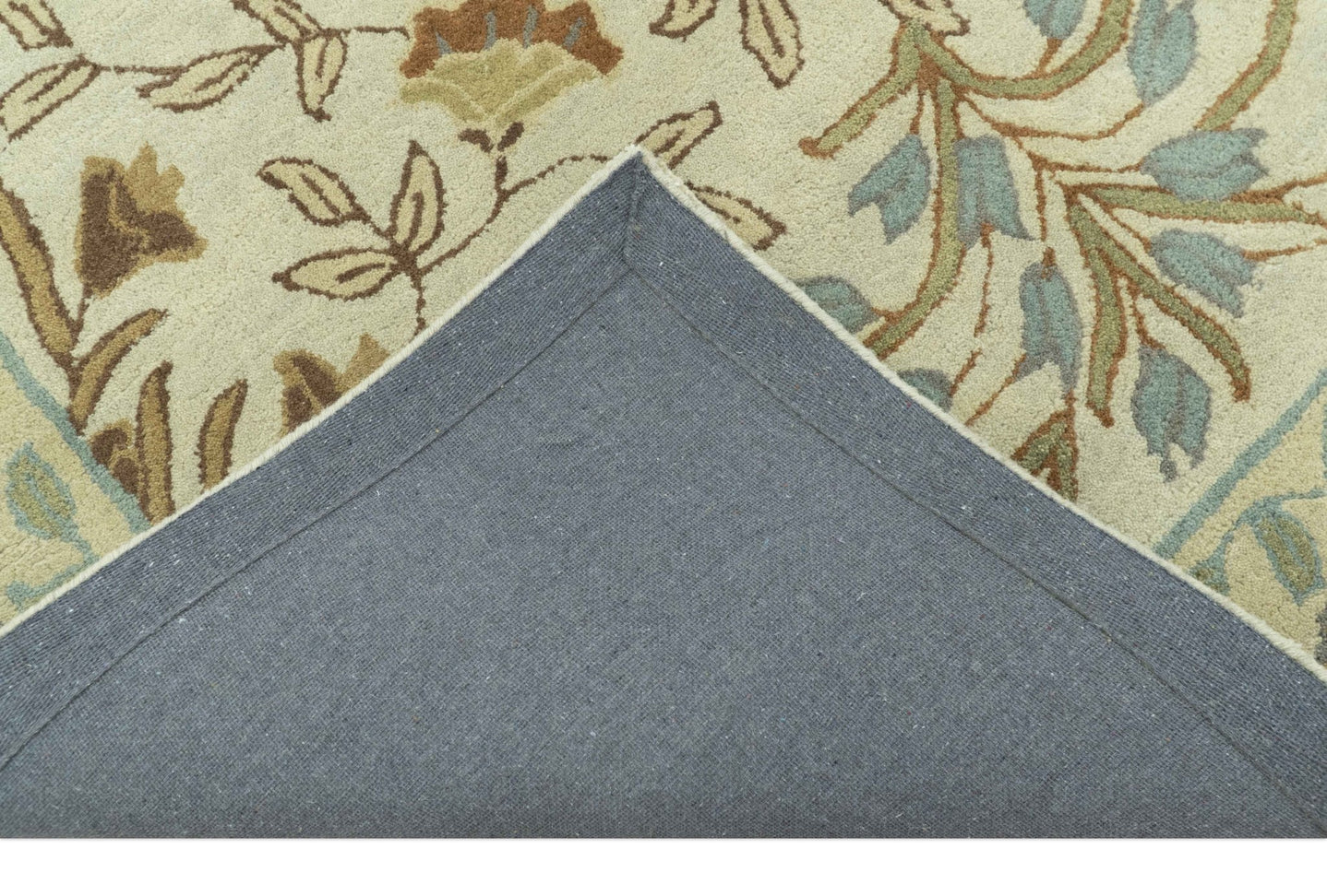 Beige And Brown Traditional Floral Design Hand Tufted 8x10 Wool Area Rug - The Rug Decor